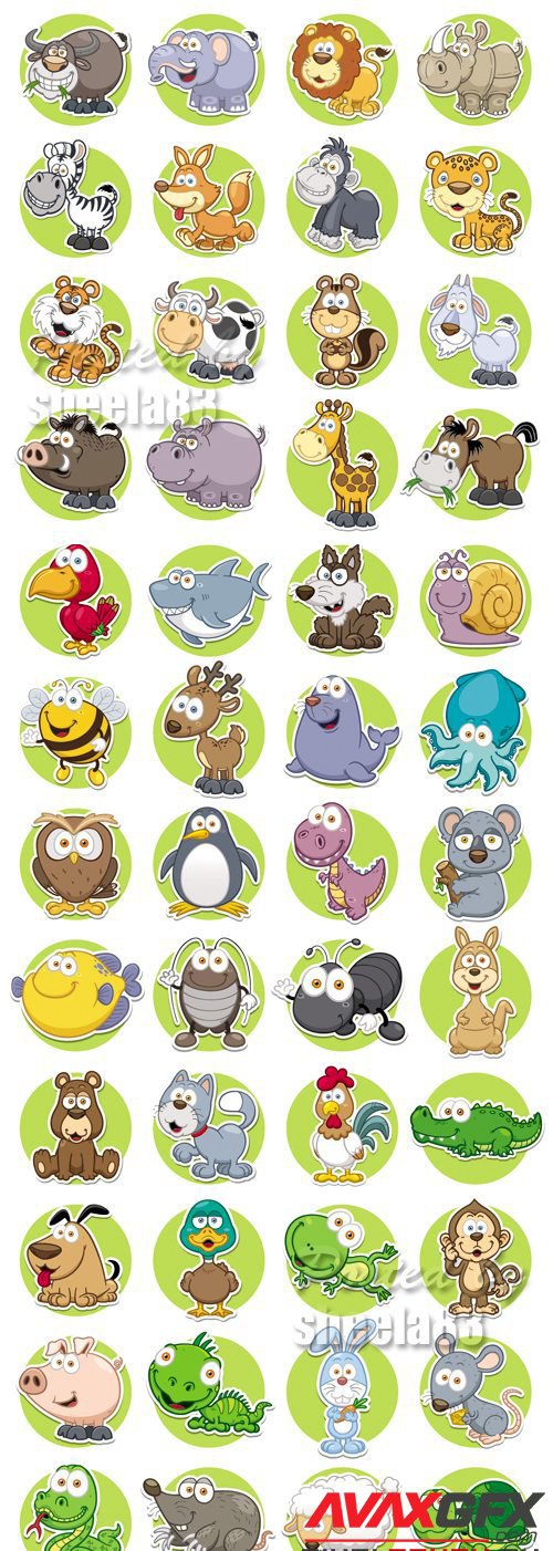 Cute Animals Icons Vector