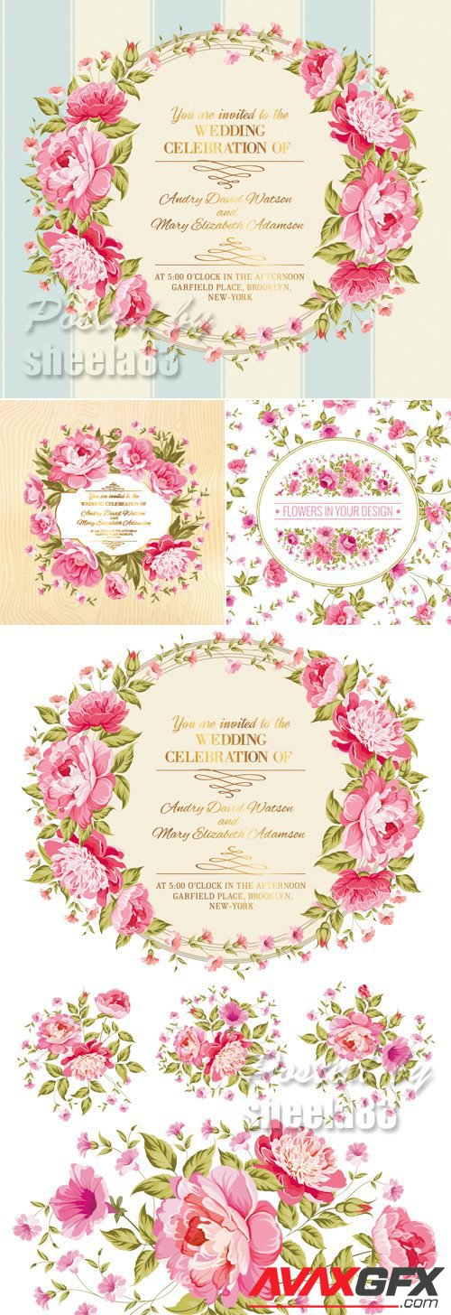 Wedding Floral Backgrounds Vector