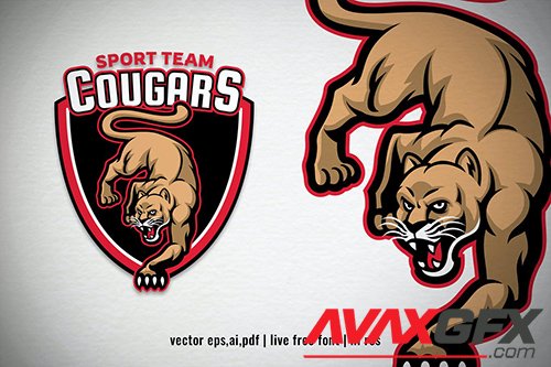 Cougar mascot sport and esport logo