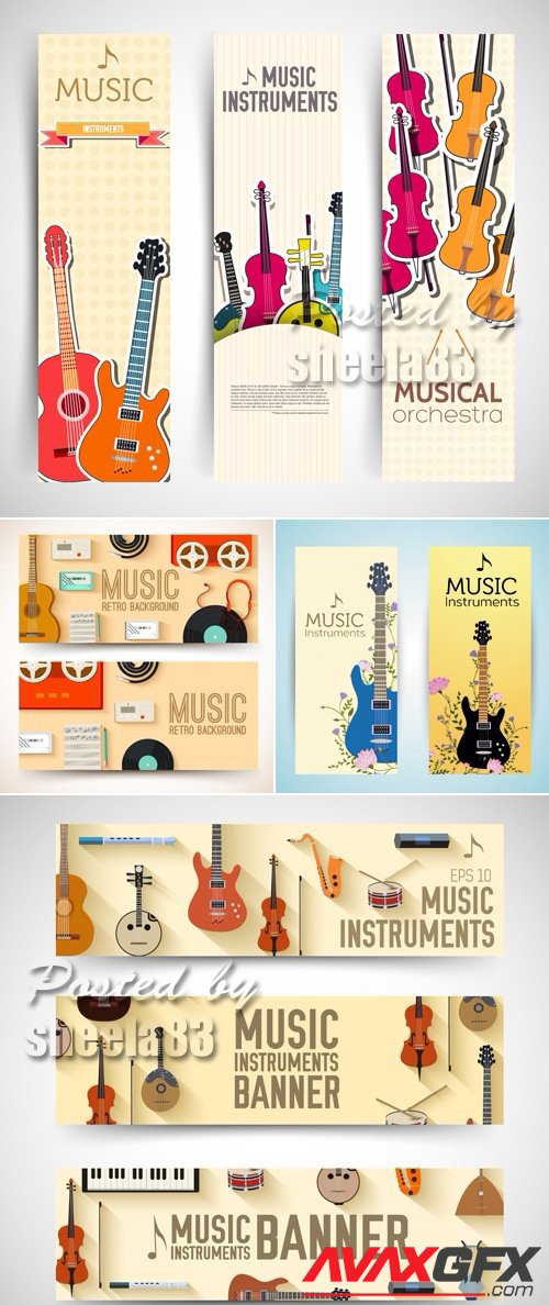 Musical Banners Vector