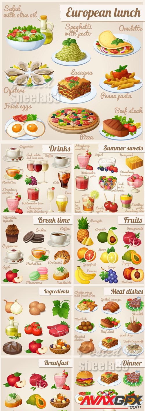 Various Food Icons Vector 2