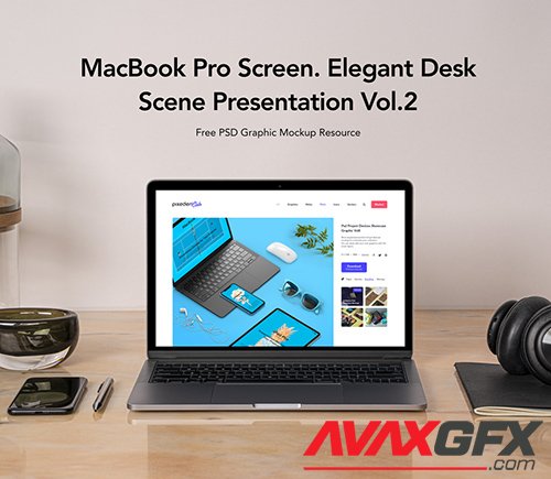 Desk MacBook Pro Scene Set Vol2