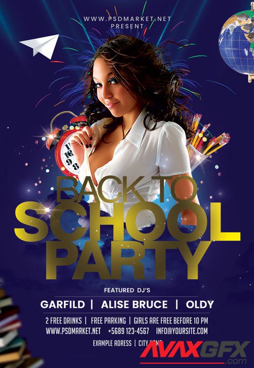 School back night - Premium flyer psd template