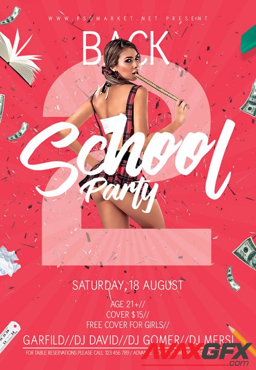Back 2 school party event - Premium flyer psd template