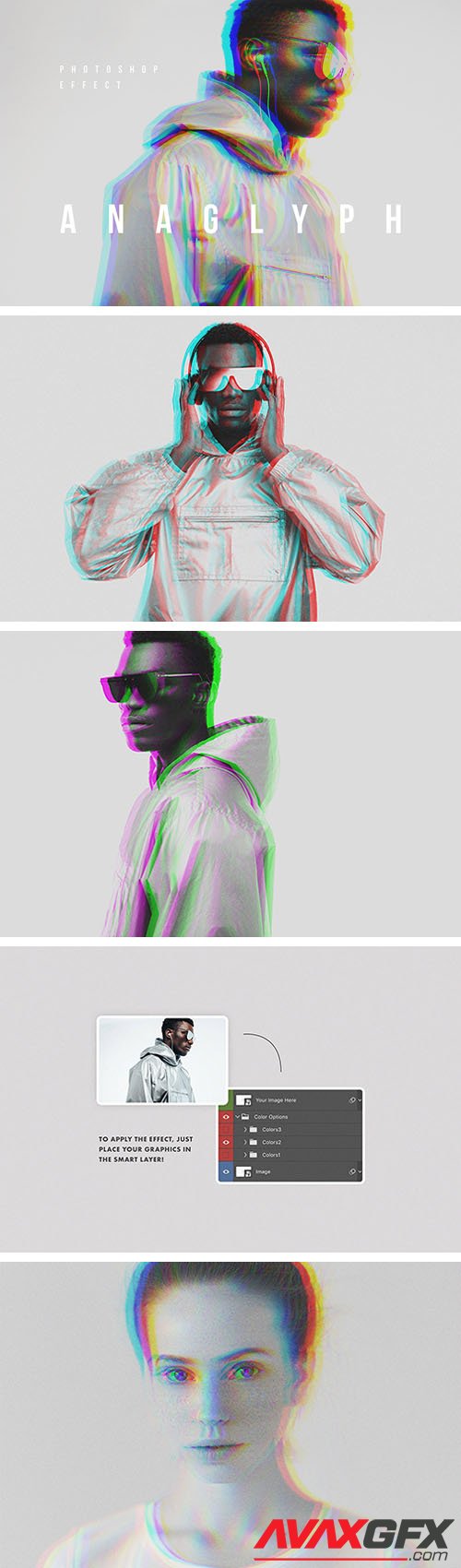 3D Anaglyph PSD Effect - 3 Premade Anaglyph Effects