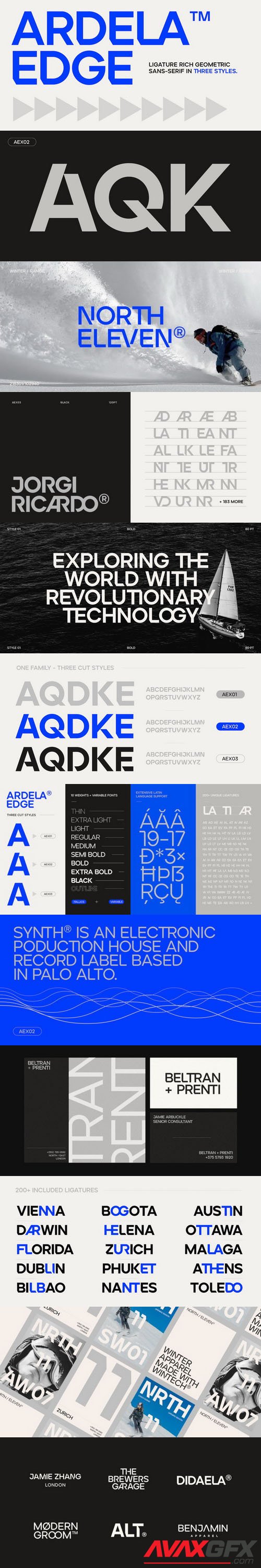 ARDELA EDGE Font Family - Ligature Rich Geometric Sans-Serif [51-Weights]