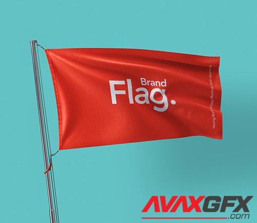 Waving Brand Flag Mockup