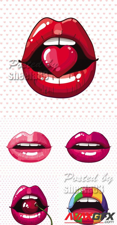 Red & Pink Lips Vector