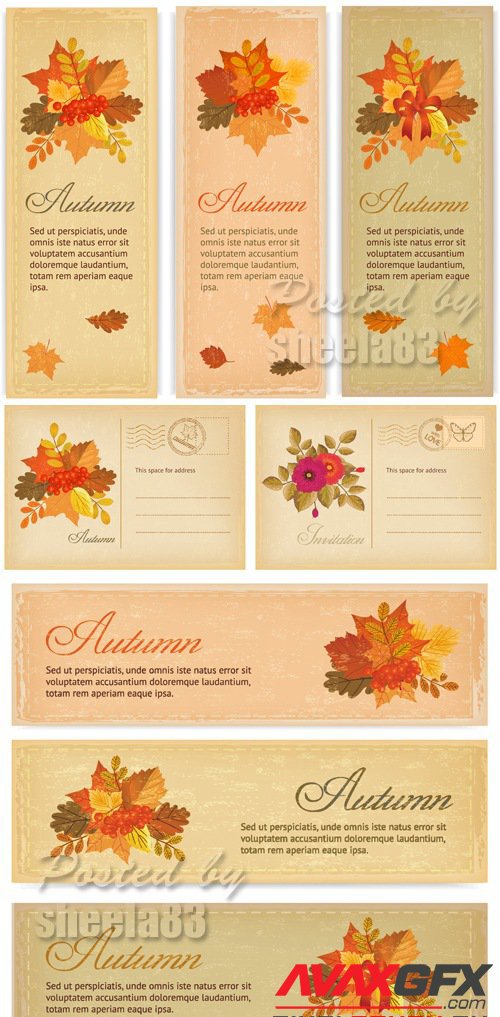 Autumn Backgrounds & Banners Vector 2