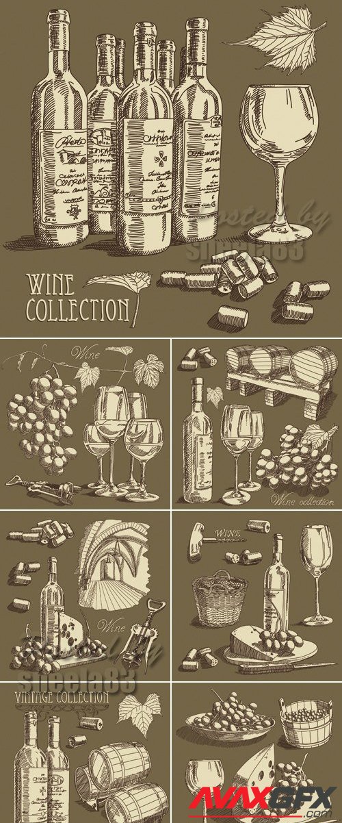 Vintage Wine Vector Set