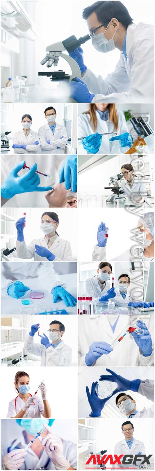 Medicine, doctors in the laboratory stock photo set