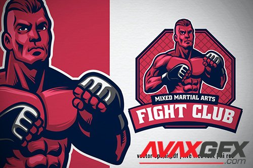 MMA fight club logo with fighter posing