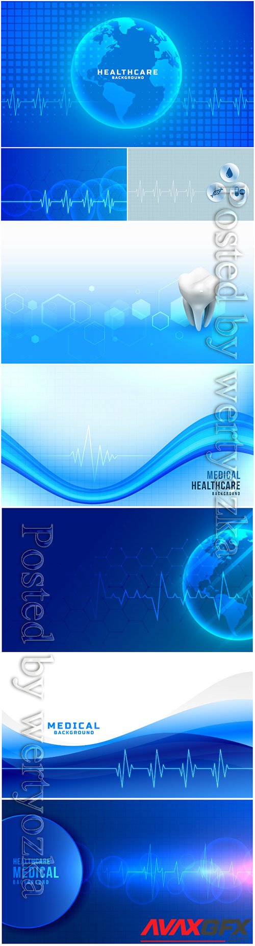 Global healthcare medical vector background blue color theme