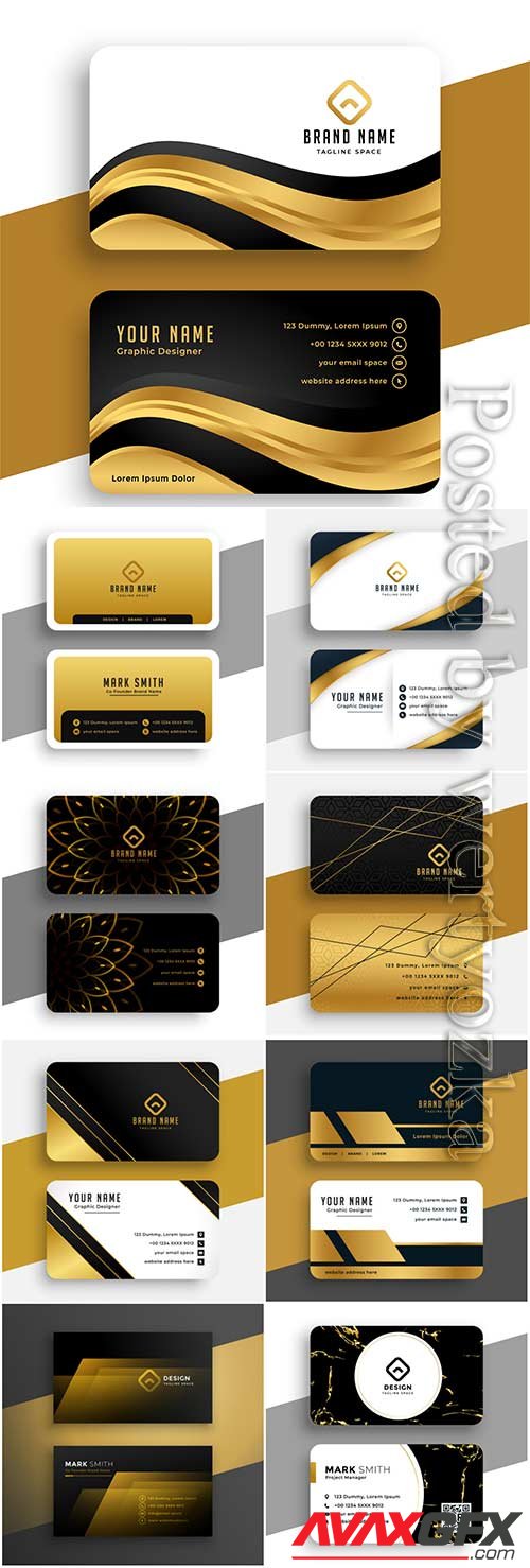 Luxury black business vector card with golden decoration