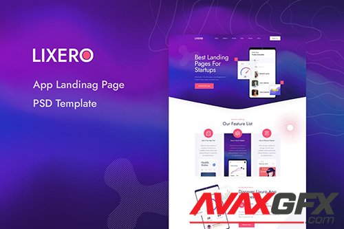Lixero - App Landing Page PSD Template