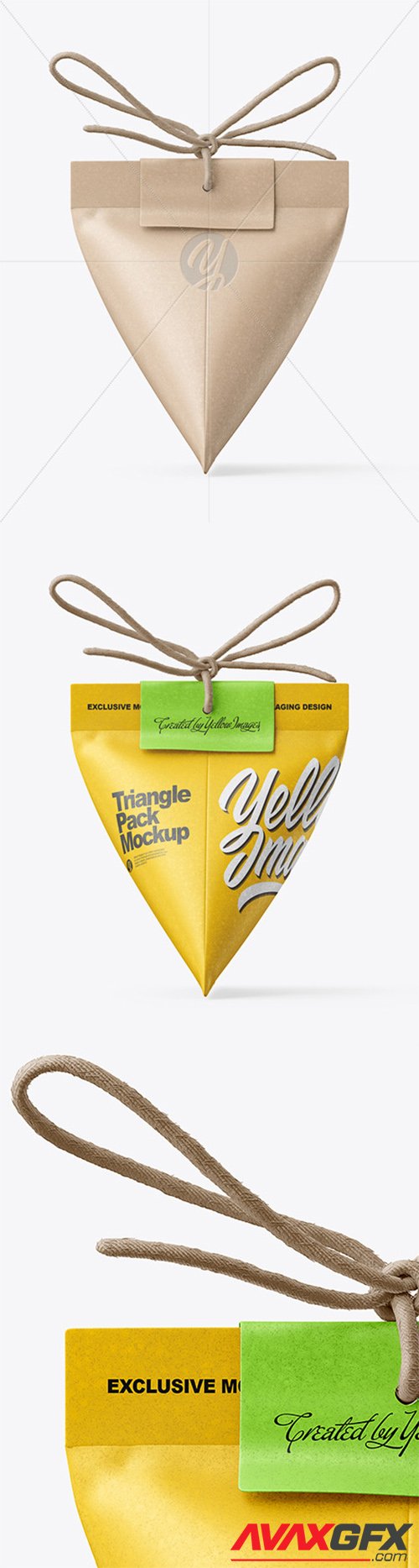 Triangle Kraft Paper Pack With Rope Bow Mockup 64556