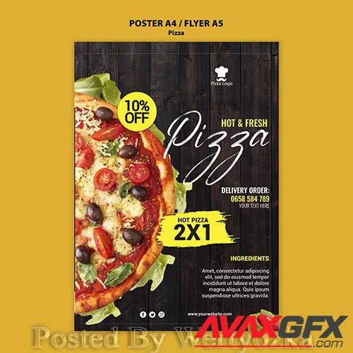 Pizza restaurant poster with photo