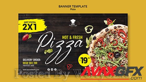 Pizza restaurant horizontal banner template