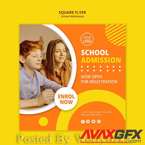 School admission concept square template