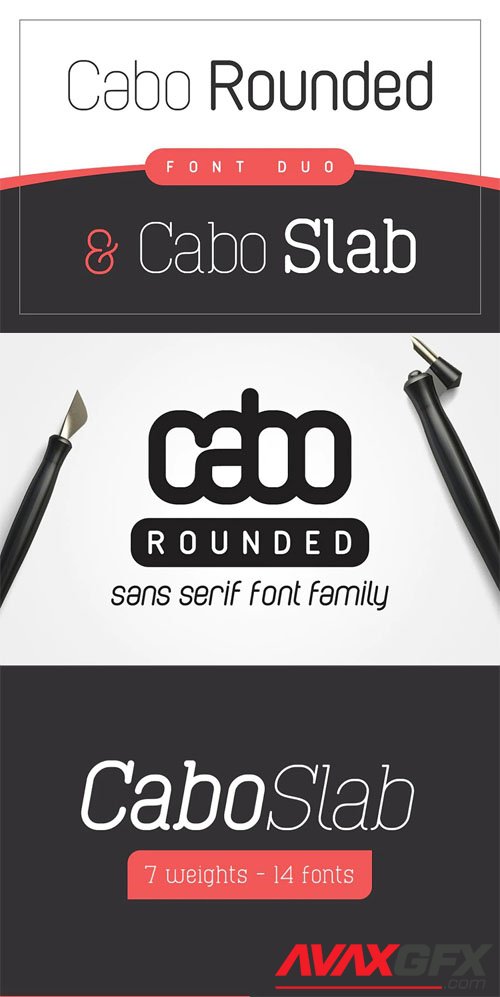 Cabo Rounded & Slab Font Duo [4-Weights]