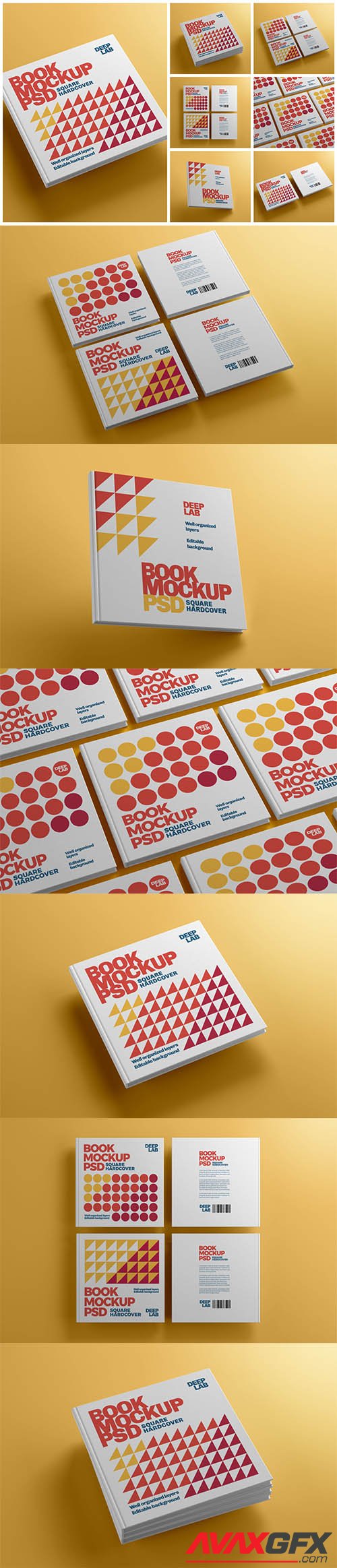 Square Book Cover Mockup Set