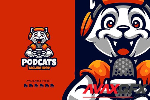 Podcast cats Cartoon Logo