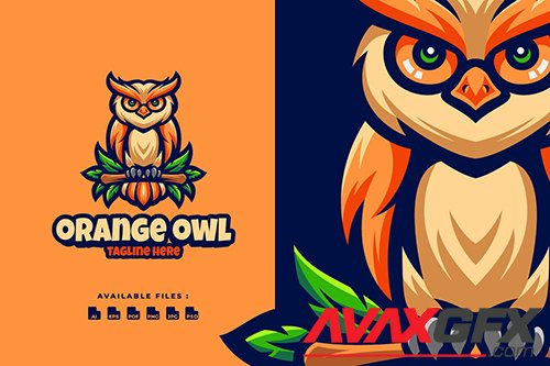 Orange Owl Character Logo