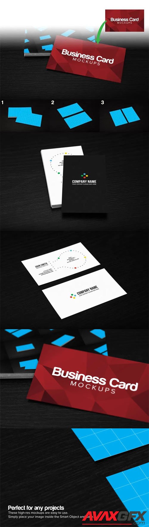 3 Business Cards PSD Mockups