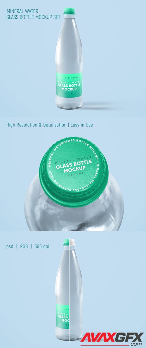 Glass Bottle of Mineral Water PSD Mockup