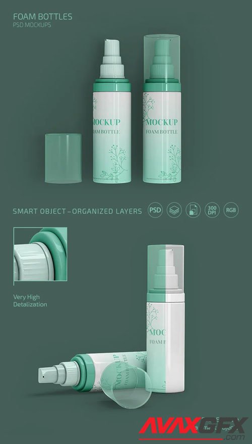 Foam Bottles PSD Mockups