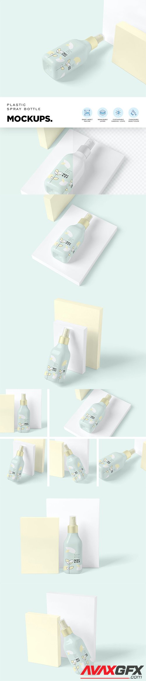 Glossy Plastic Spray Bottle Mockups