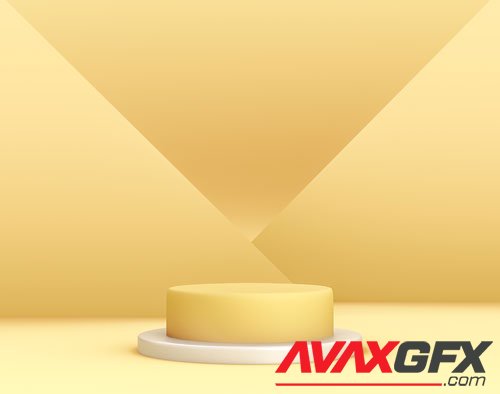 3d geometric yellow podium for product placement with crossed planes