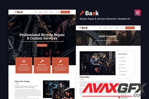 ThemeForest - Baek v1.0 - Bicycle Repair and Service Elementor Template Kit - 27667236