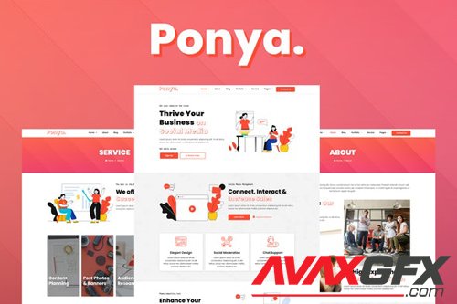 ThemeForest - Ponya v1.0 - Social Media Agency Template Kit - 28291654