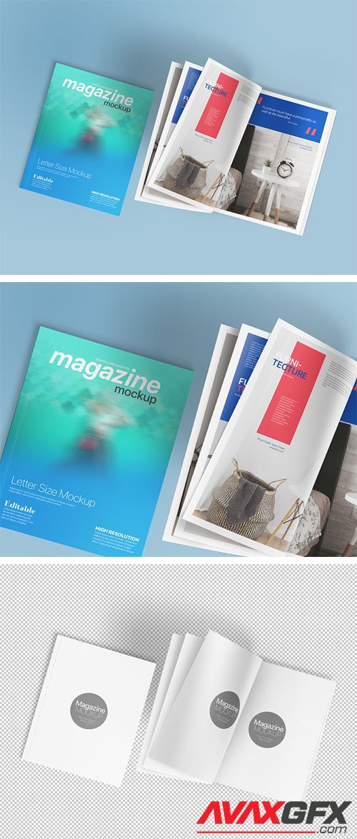 Magazine Mockup - Letter Size PSD Template