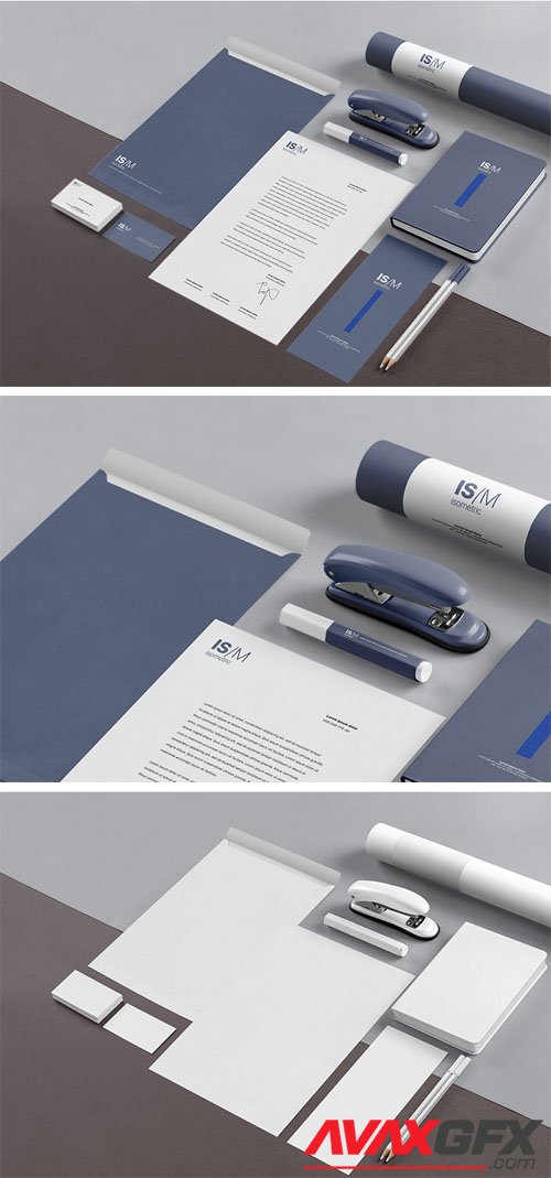 Isometric Stationery PSD Mockups Collection