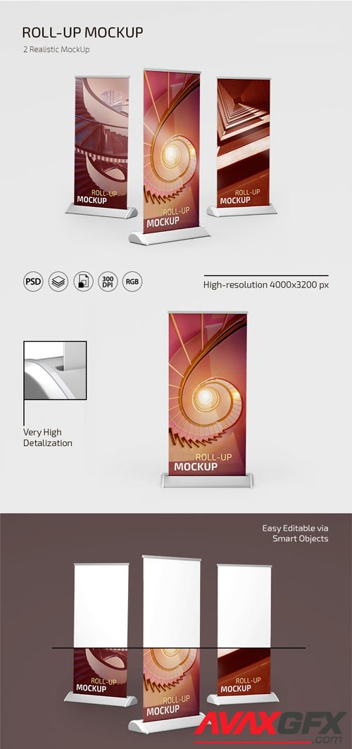 Realistic Roll-up PSD Mockup Template