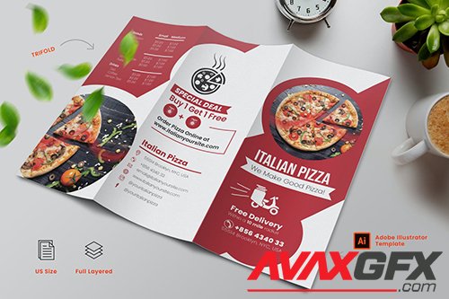 Italian Pizza Menu Trifold