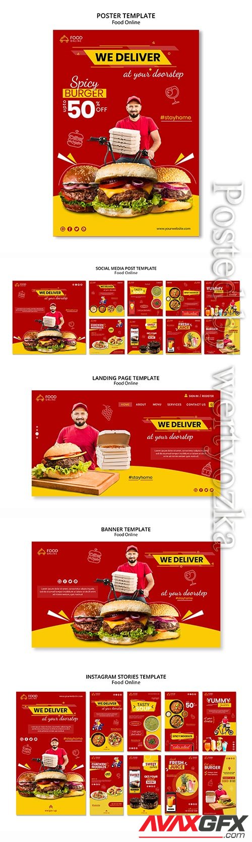 Food online concept banner mock-up