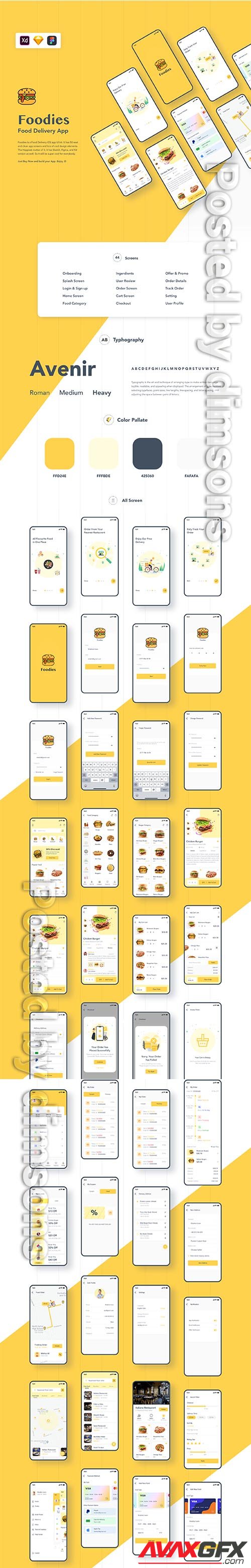 Foodies: Food ordering & delivery IOS app UI kit