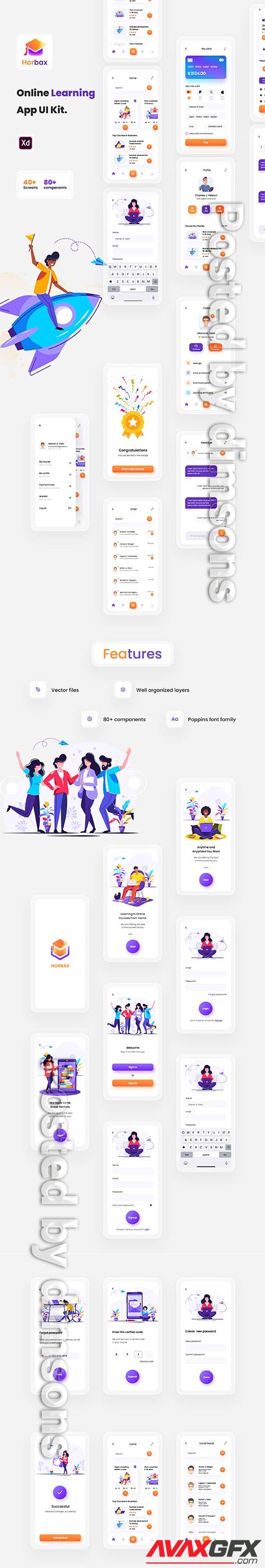 Horbax Online Learning App UI Kit.