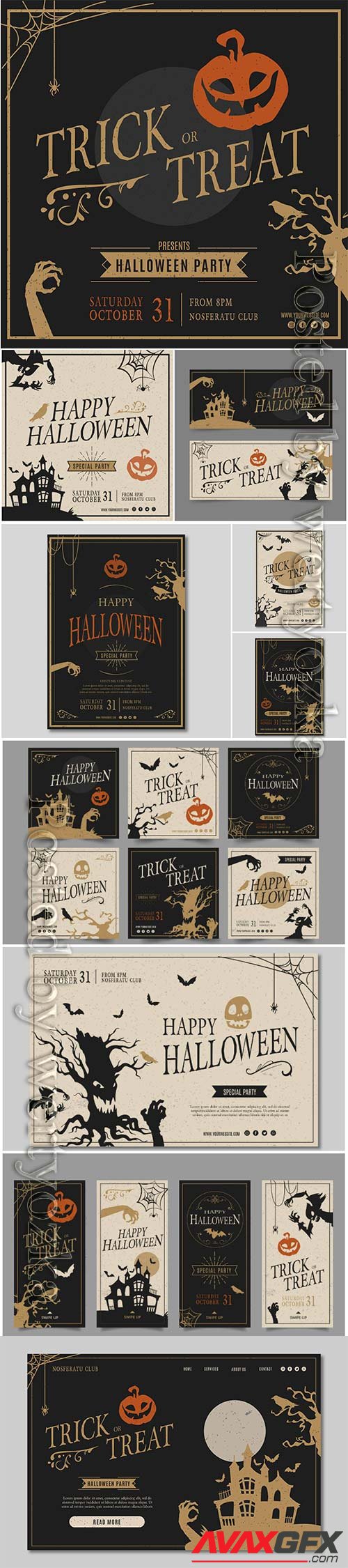 Halloween party squared flyer template