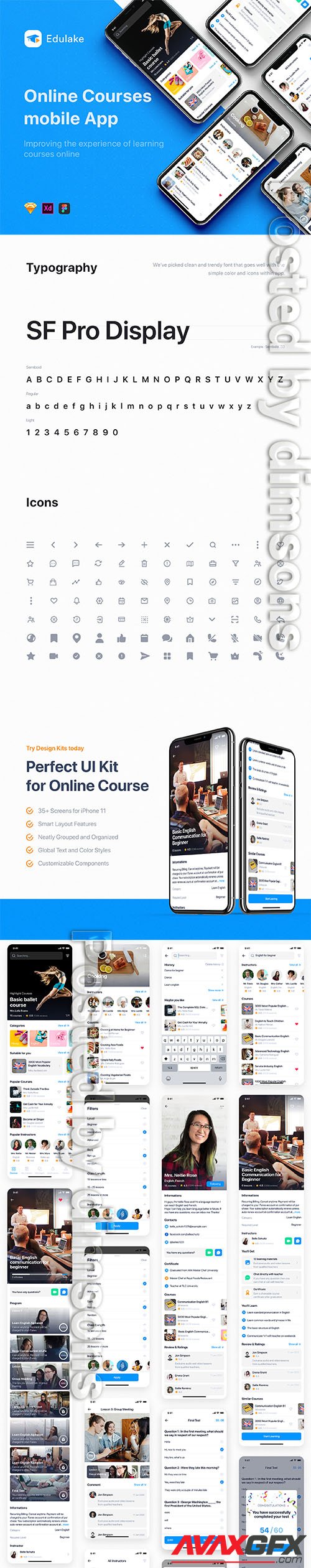 Edulake - Online Course mobile UI Kit