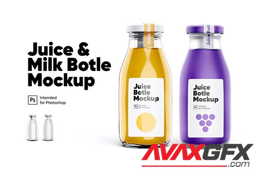 Juice & Milk Bottles Mockup Set