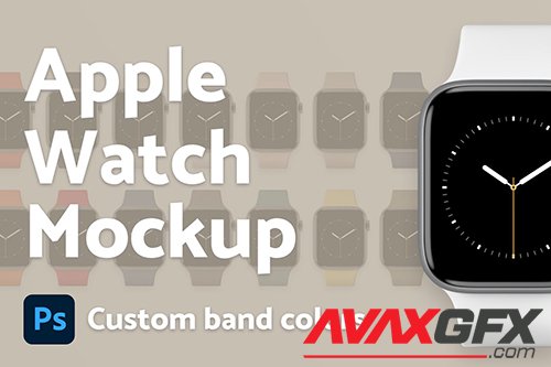 Apple Watch with custom colors of band PSD Mockup
