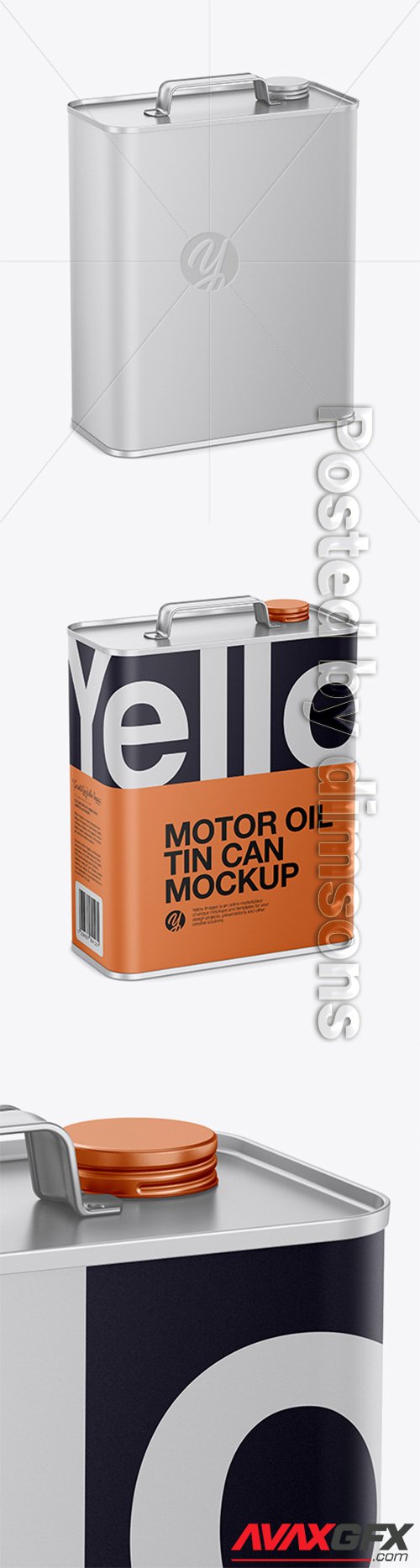 Matte Motor Oil Tin Can Mockup - Half Side View (High-Angle Shot) 28450