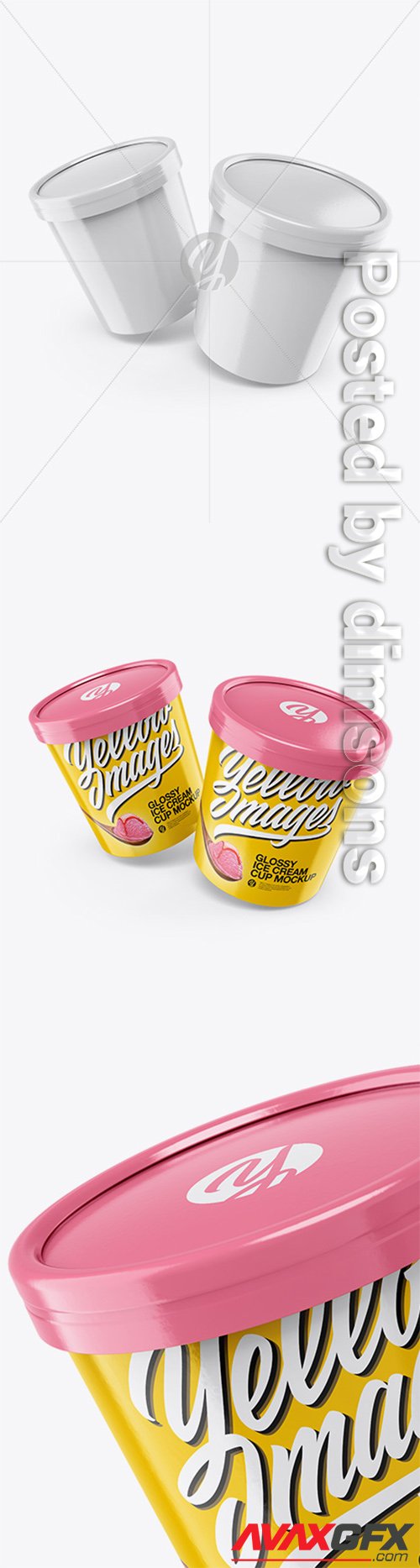 Two Glossy Ice Cream Cups Mockup 34190