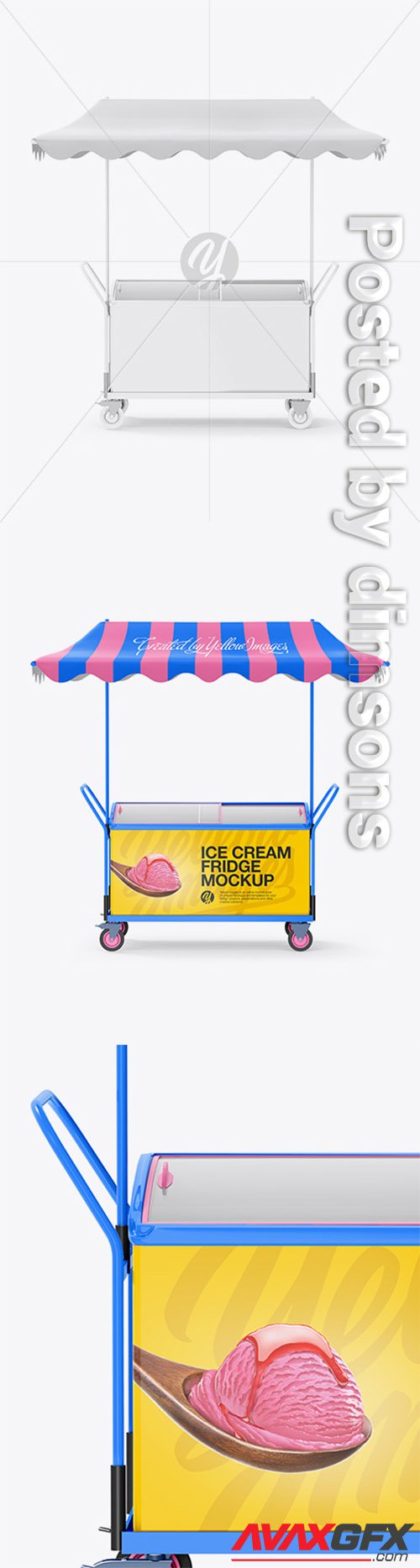 Ice Cream Fridge With Awning Mockup - Front View 19563
