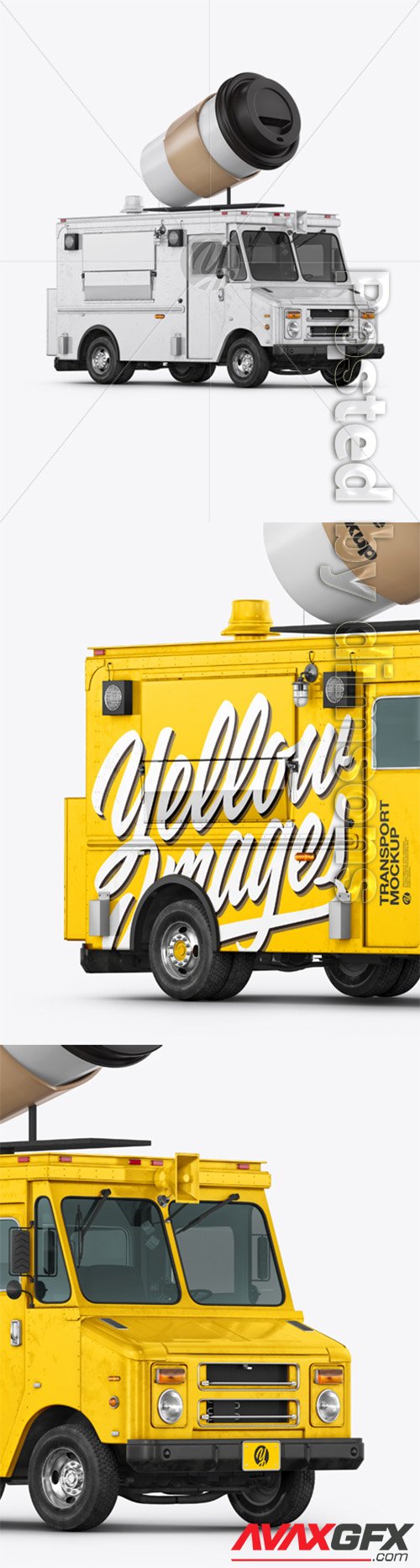 Foodtruck with Coffee Cup Mockup - Half Side View 36189