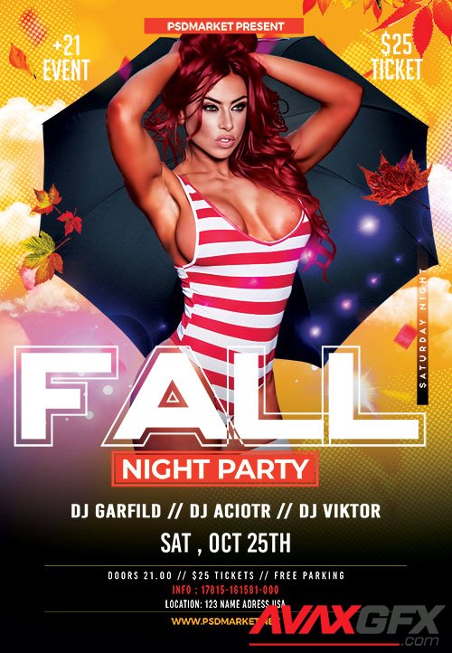 Fall night party - Premium flyer psd template